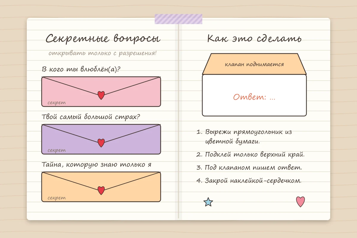 секретные вопросы с клапанами в анкете для лд